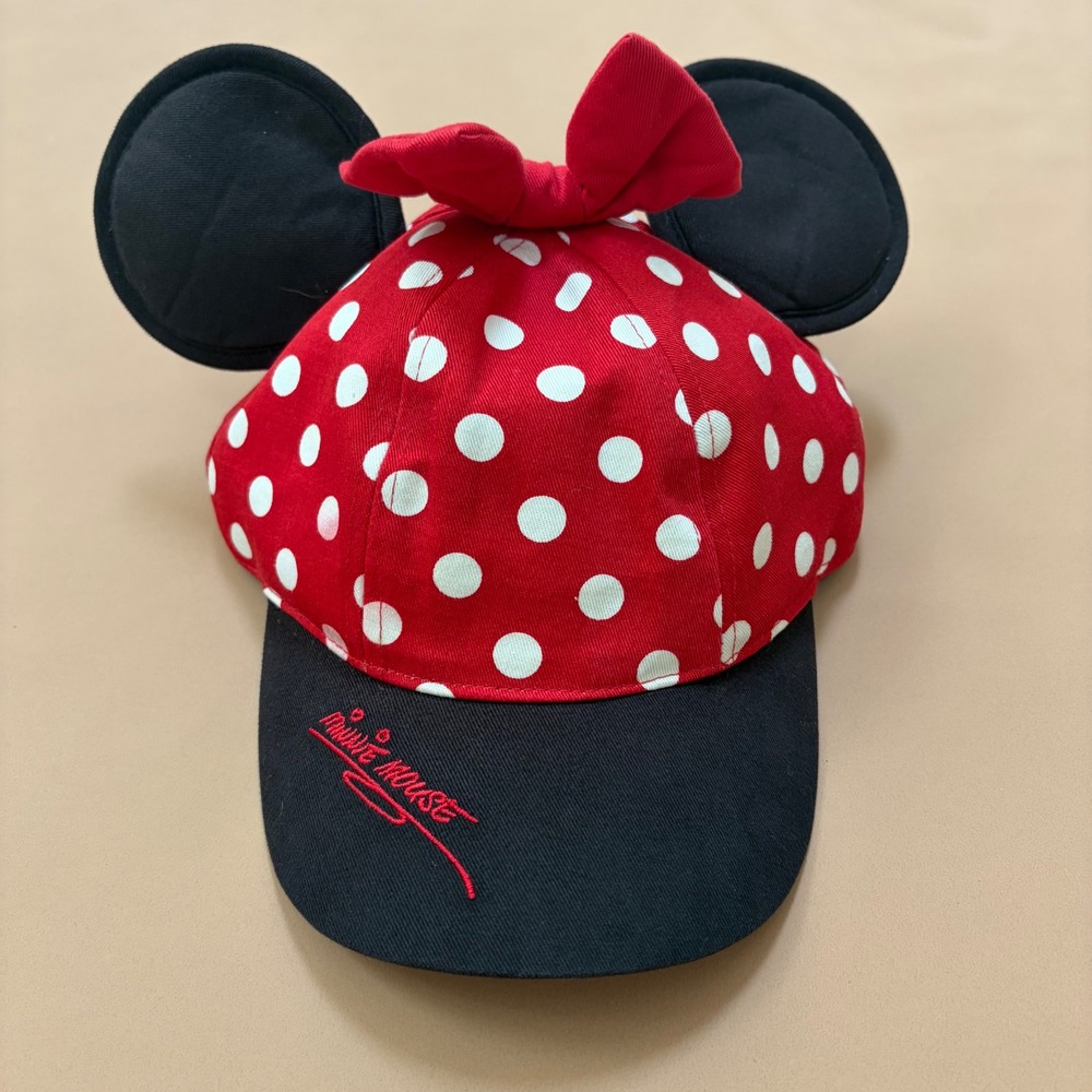 Walt Disney World Kids Minnie Mouse Polka Dot Snapback Hat with Ears and Bow